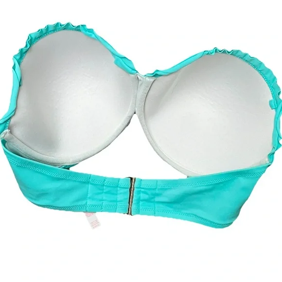 Victoria Secret Blue Strapless Underwire Swim Top Beach Coastal 34DD - Picture 3 of 7